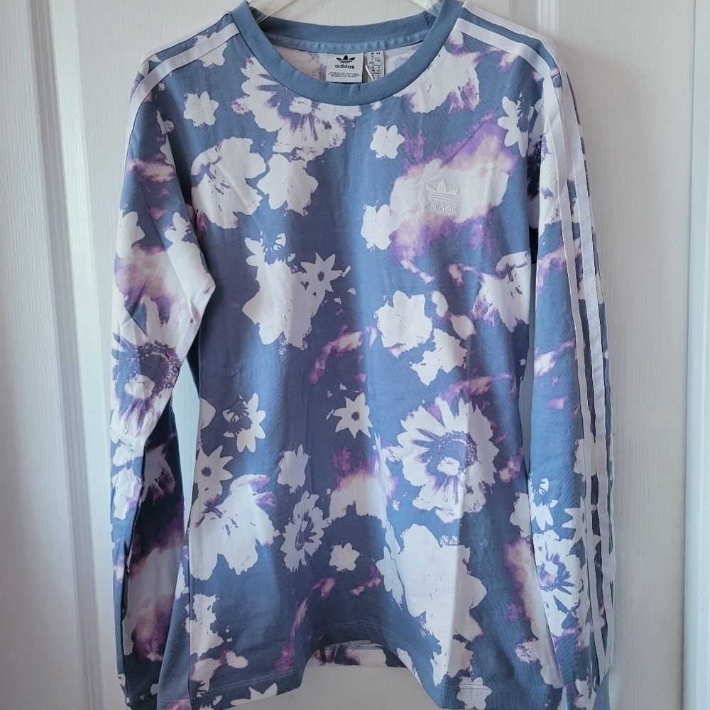Adidas Long Sleeve Tee Shirt Blue Size 8